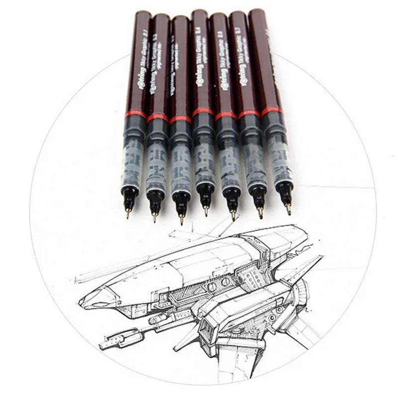 Rotring Tikky-tiralíneas, gráfico Pigma Micron, plumas finas, bolígrafo de dibujo de tinta suave, delineador fino para bocetos