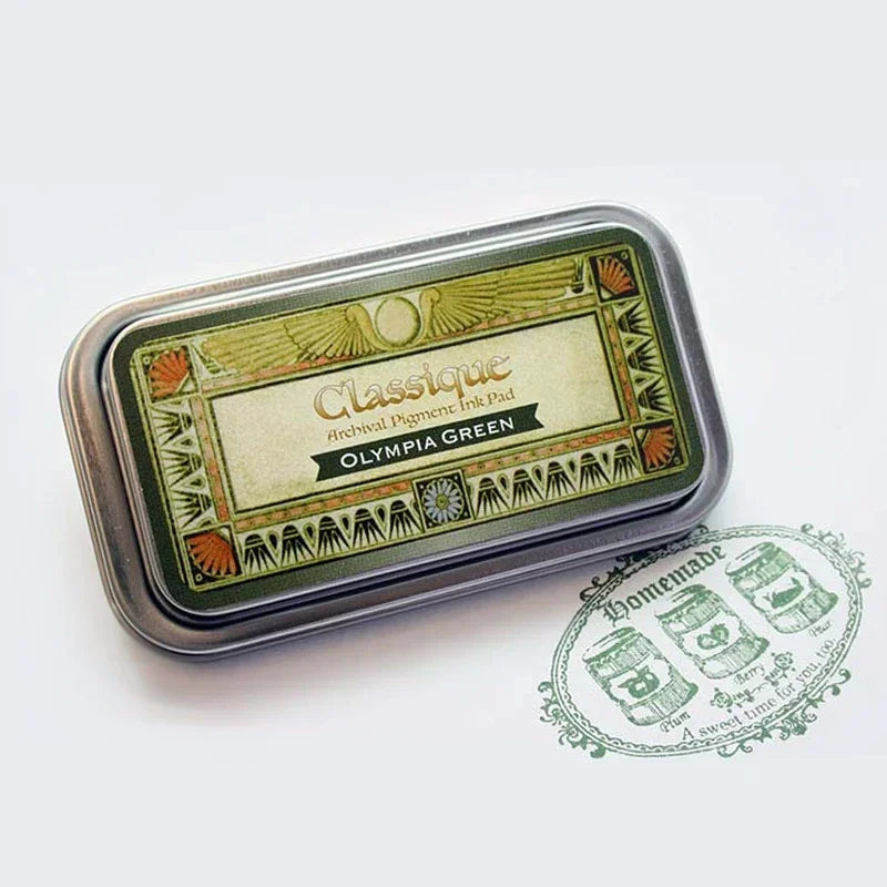 Almohadillas de tinta japonesas Classique, tinta aceitosa de Color Retro, almohadilla de tinta de secado rápido, sello de caja de Metal resistente al agua, 12 colores disponibles, 1 ud.