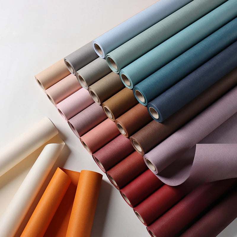 Rollo de papel de embalaje de Color sólido de alta textura, película mate, 60cm x 6 yardas/1 rollo