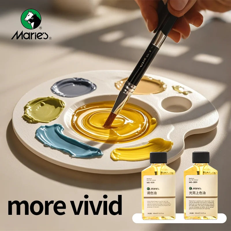 Marie's Para pintura al óleo médium, aceite de glaseado. Trementina para mezcla de colores, inodoros, adelgazamiento de pintura al óleo, aceite líquido brillante, 100ml