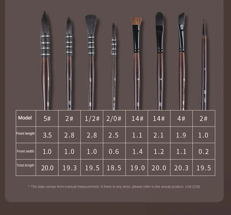 Juego de pinceles de pintura de acuarela de pelo de nailon de imitación de ardilla, de alta gama, juego de 10 piezas en bolso de tela Oxford