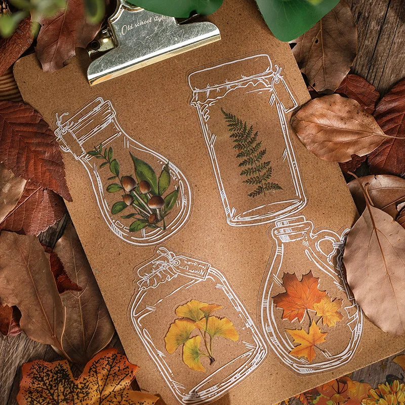 8 páginas, Vintage de otoño, impermeables, pegatinas en bolsa