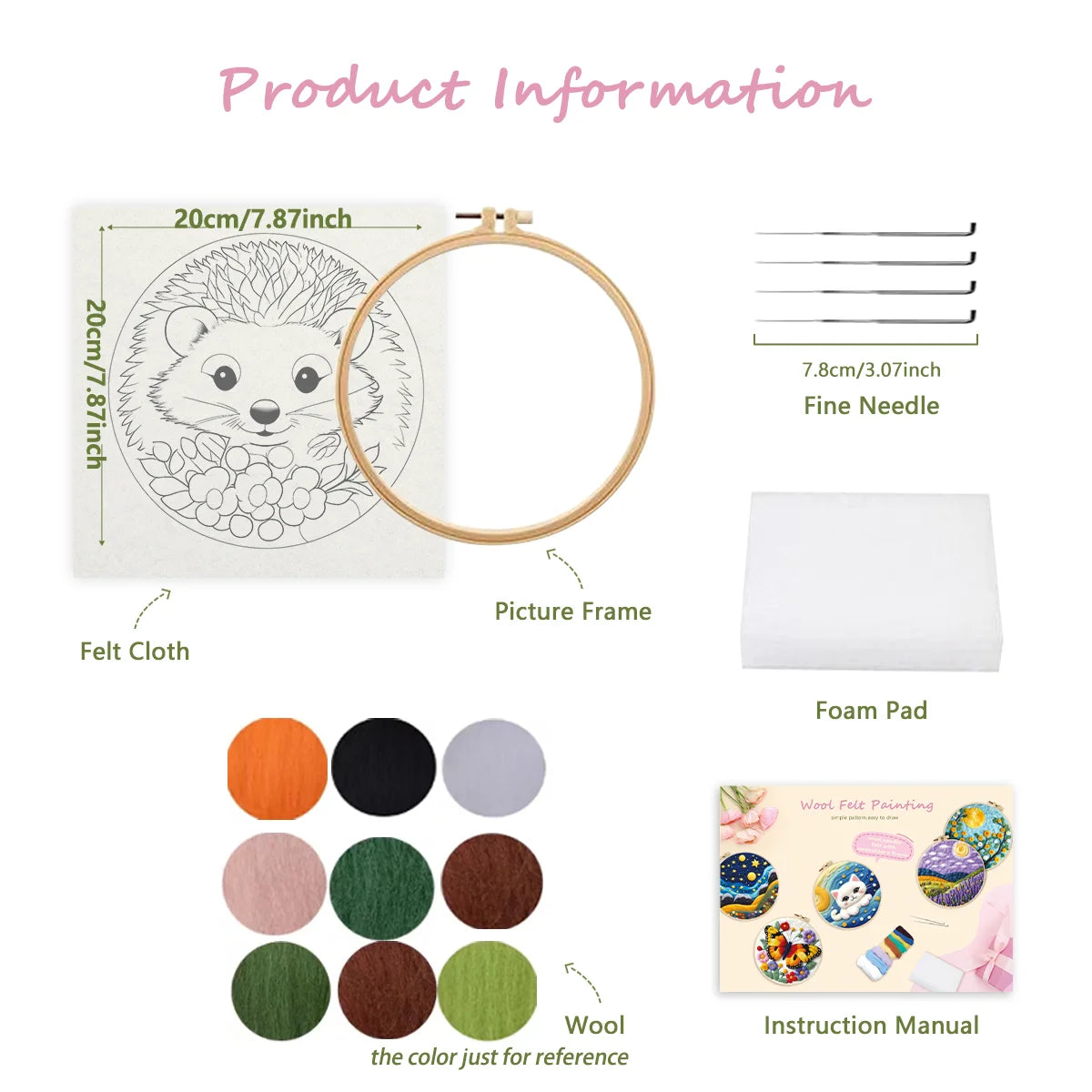 Kit de fieltro con diseño de paisaje, herramientas completas de fieltro con aguja