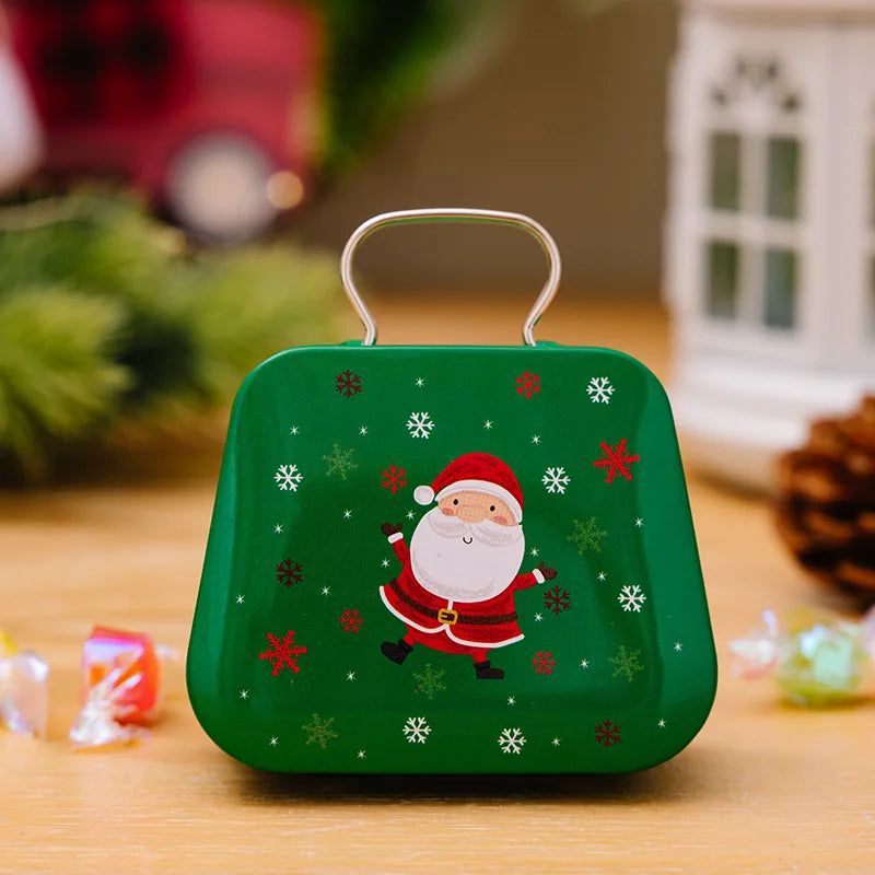 Caja de lata navideña, estilo bolso, Mini monedero, suministros de decoración navideña