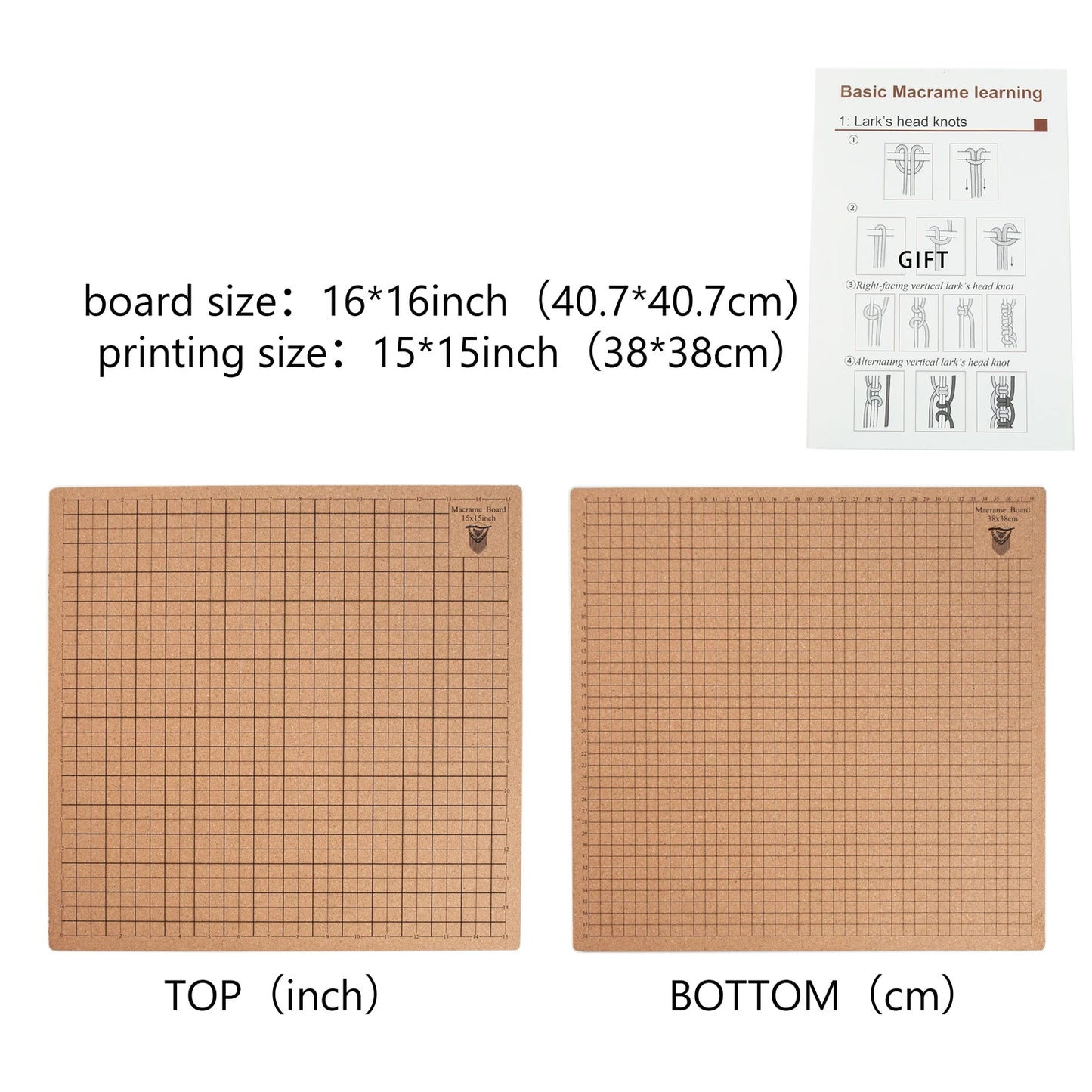 Tablero de macramé. Tablero de corcho cuadriculado 8x8'', 12x16'', 16x16'' para medir las creaciones de macramé y anudados artesanales