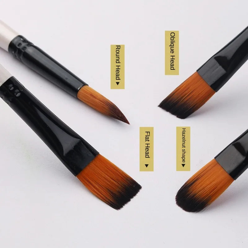 Juego de pinceles de nailon para pintura al óleo, juego de suministros de arte, 12 piezas