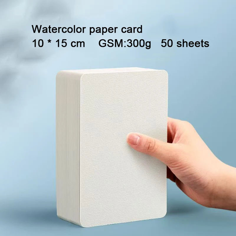 50 Tarjetas de acuarela, postal gruesa, 300g, cuadrada, redonda, rectangular, mini bocetos
