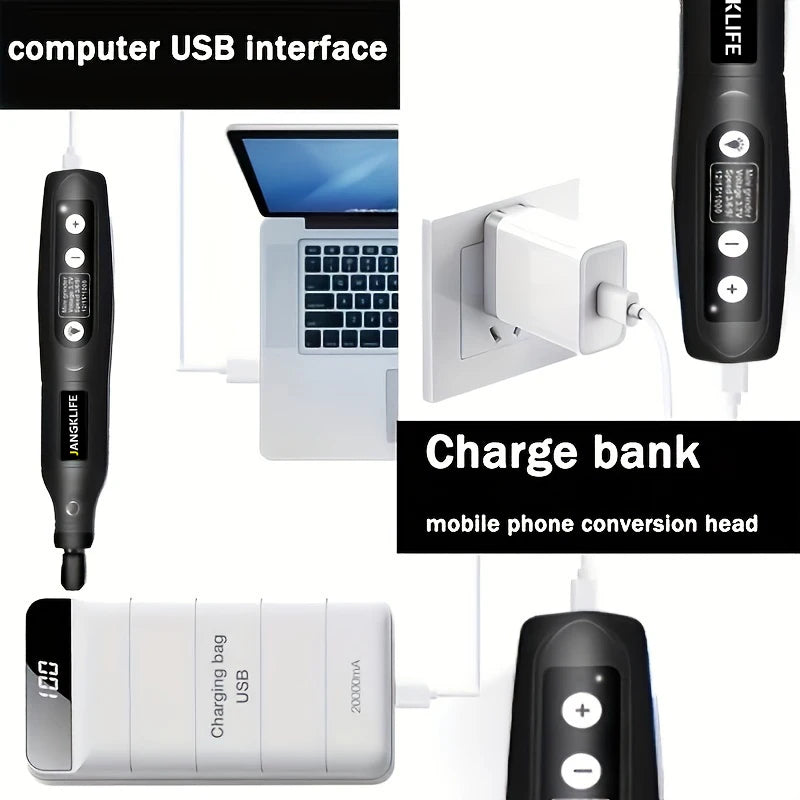 Kit de herramientas rotativas inalámbricas USB, bolígrafo de grabado de carpintería, para joyería, metal, vidrio, Mini Taladro Inalámbrico