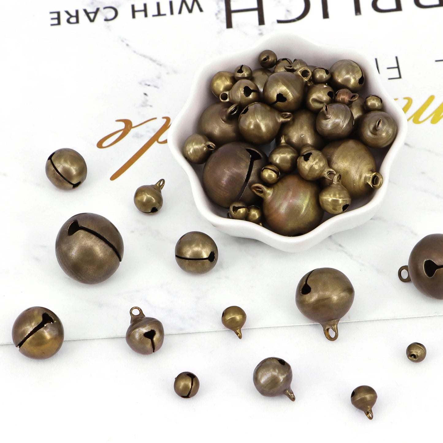 Campanas de bronce pequeñas de cobre, cuentas sueltas, accesorios para hacer a mano, joyería