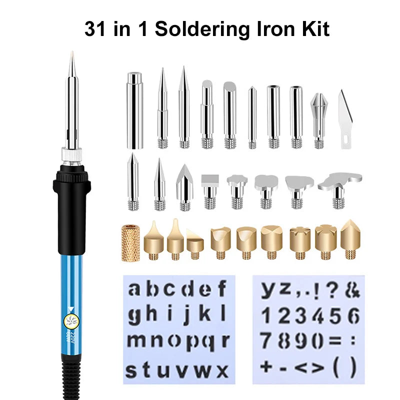 Soldador eléctrico, kit de quema de madera, pluma de pirograbado de 60W.