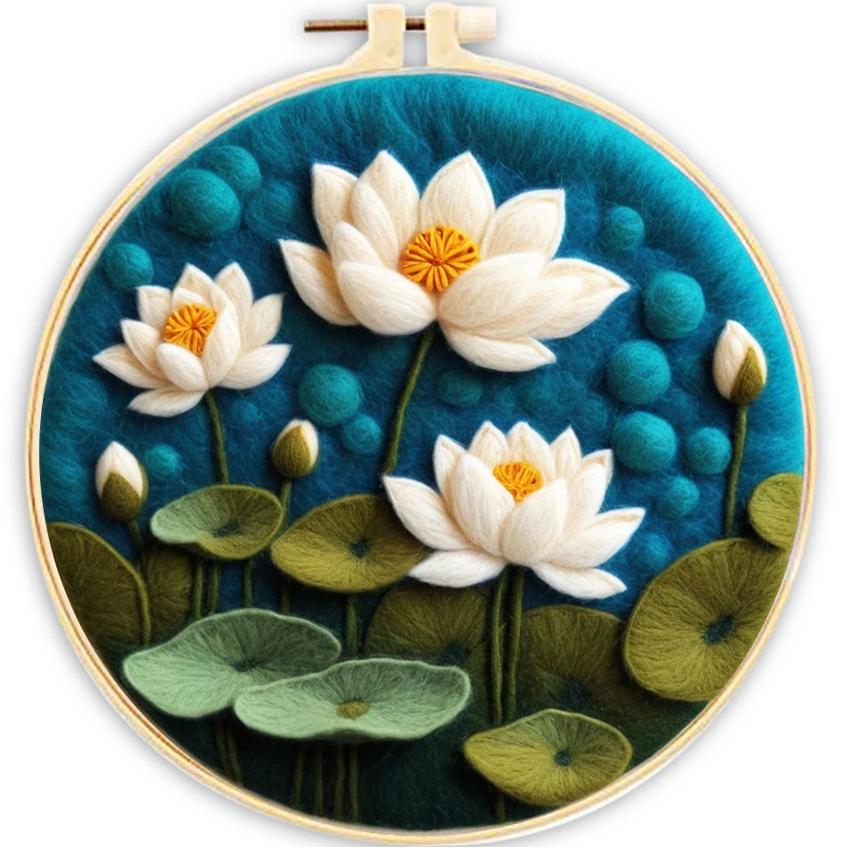 Kit de bordado de fieltro de lana, de flores del campo