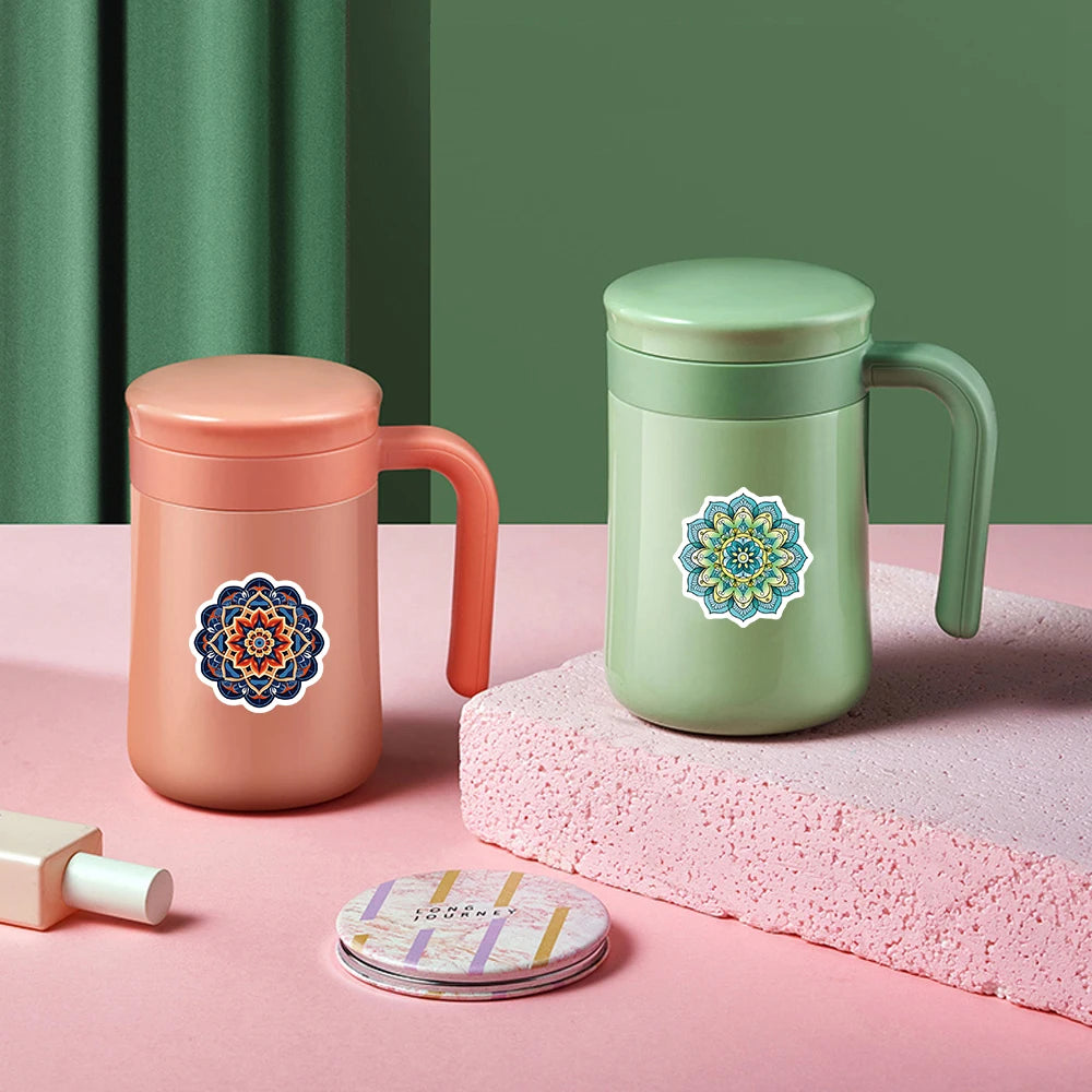 Pegatinas de flores de Mandala para decoración, calcomanías impermeables de estilo Retro, 50 piezas