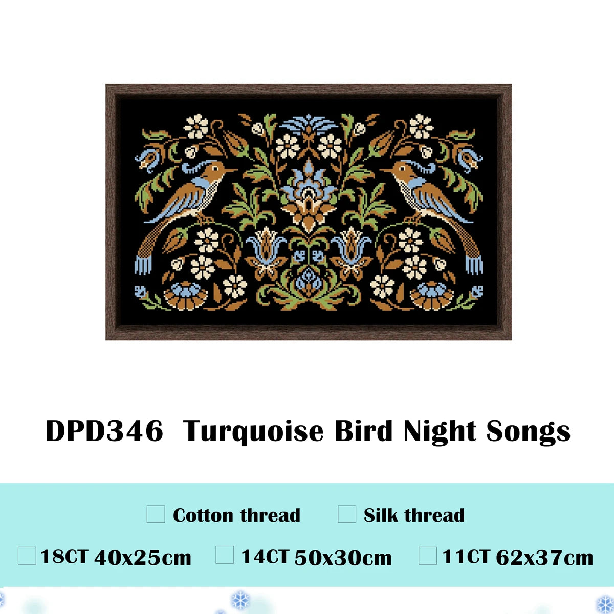 Kit de punto de cruz de pájaro y granada, 18ct, 14ct, 11ct, tela de lona negra, bordado de hilo de algodón hecho a mano