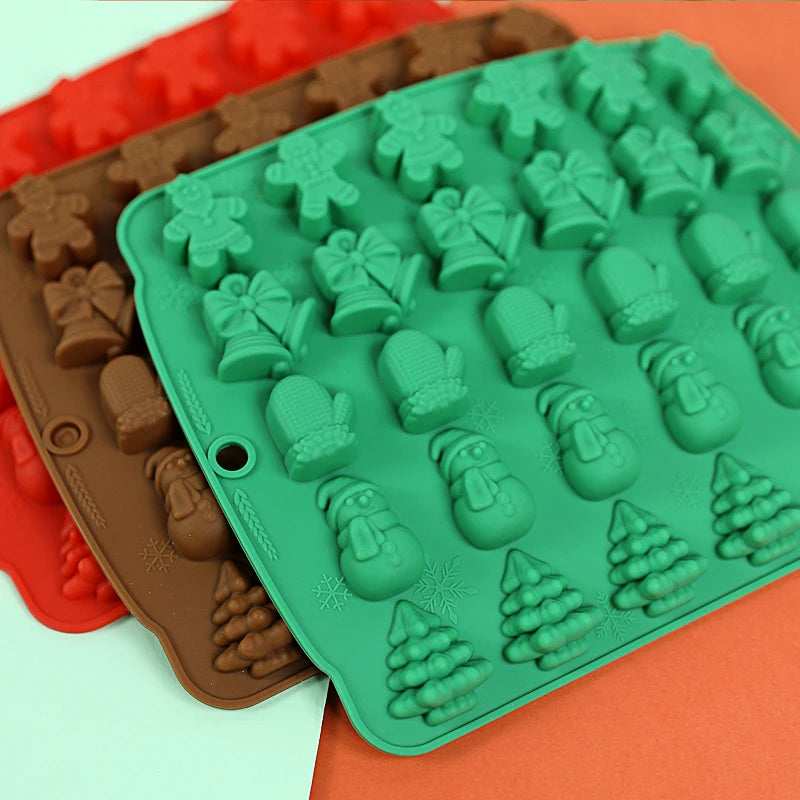 Molde de silicona para Chocolate de Navidad, hombre de jengibre, árbol de Navidad, molde para galletas, cocina casera, herramientas para hornear