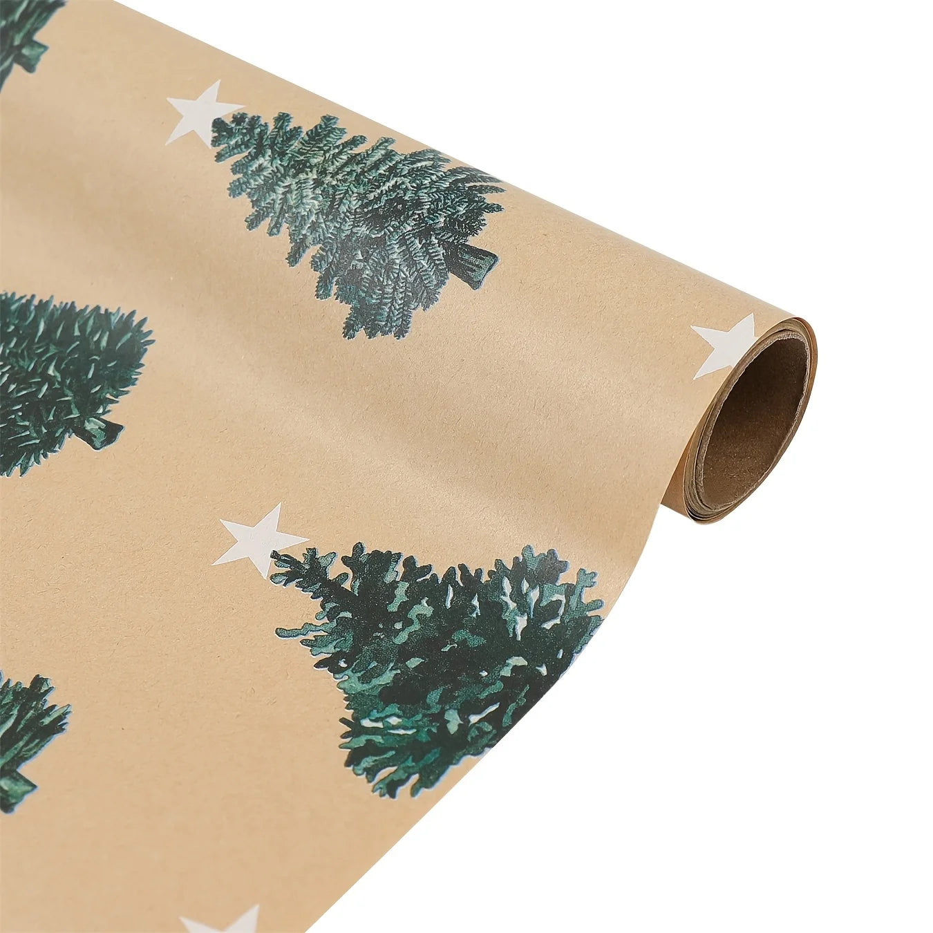 Papel de regalo navideño verde festivo con estampado de árbol, 17 x 118,1 pulgadas, (43,18 x 299.974 cm)