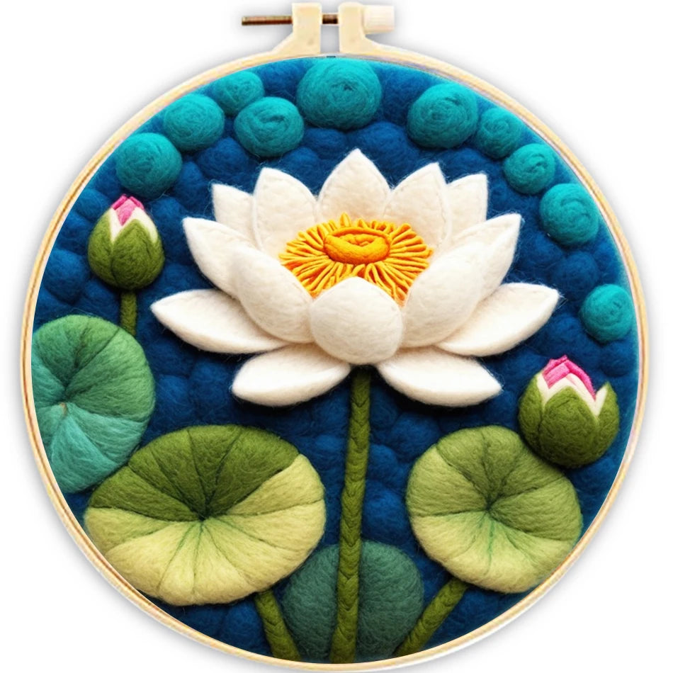 Kit de bordado de fieltro de lana, de flores del campo