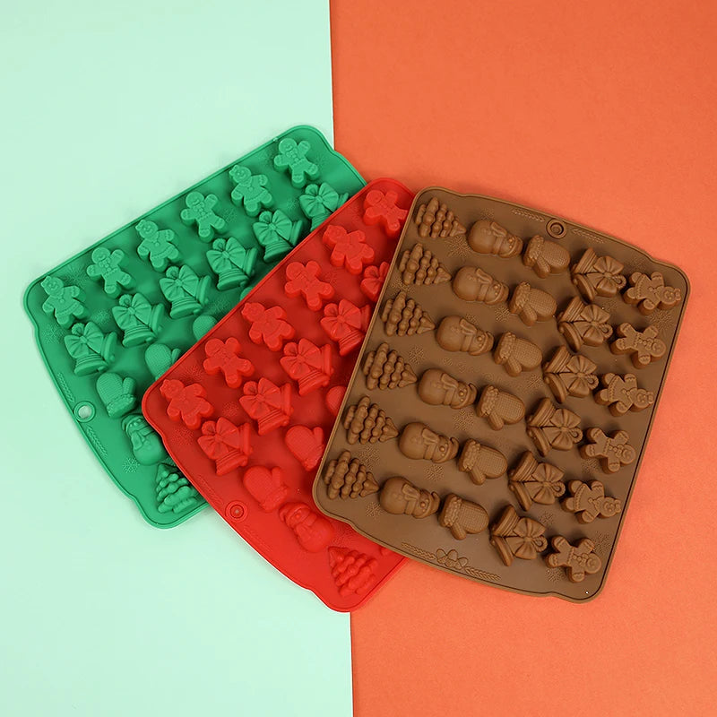 Molde de silicona para Chocolate de Navidad, hombre de jengibre, árbol de Navidad, molde para galletas, cocina casera, herramientas para hornear