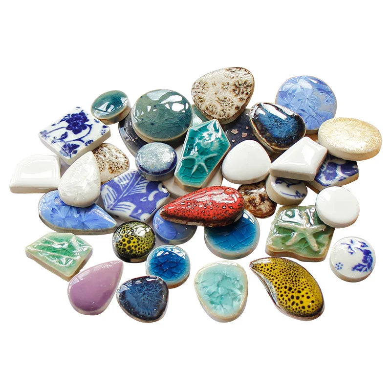 Azulejos de mosaico de cerámica de 100g, pieza de mosaico multicolor, piedras para hacer mosaicos para manualidades, decoración de pared del hogar