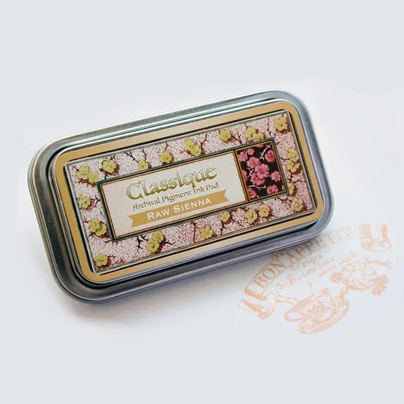 Almohadillas de tinta japonesas Classique, tinta aceitosa de Color Retro, almohadilla de tinta de secado rápido, sello de caja de Metal resistente al agua, 12 colores disponibles, 1 ud.