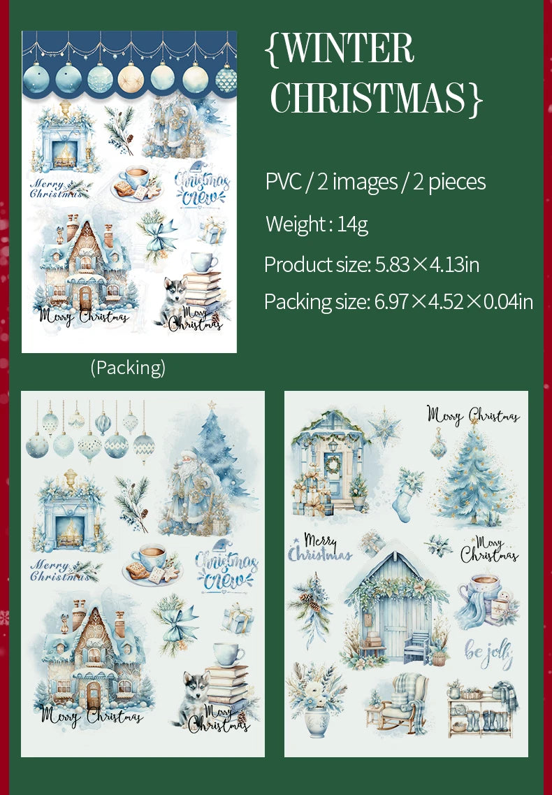 Etiquetas adhesivas decorativas con temática navideña para álbum de recortes, 2 uds.
