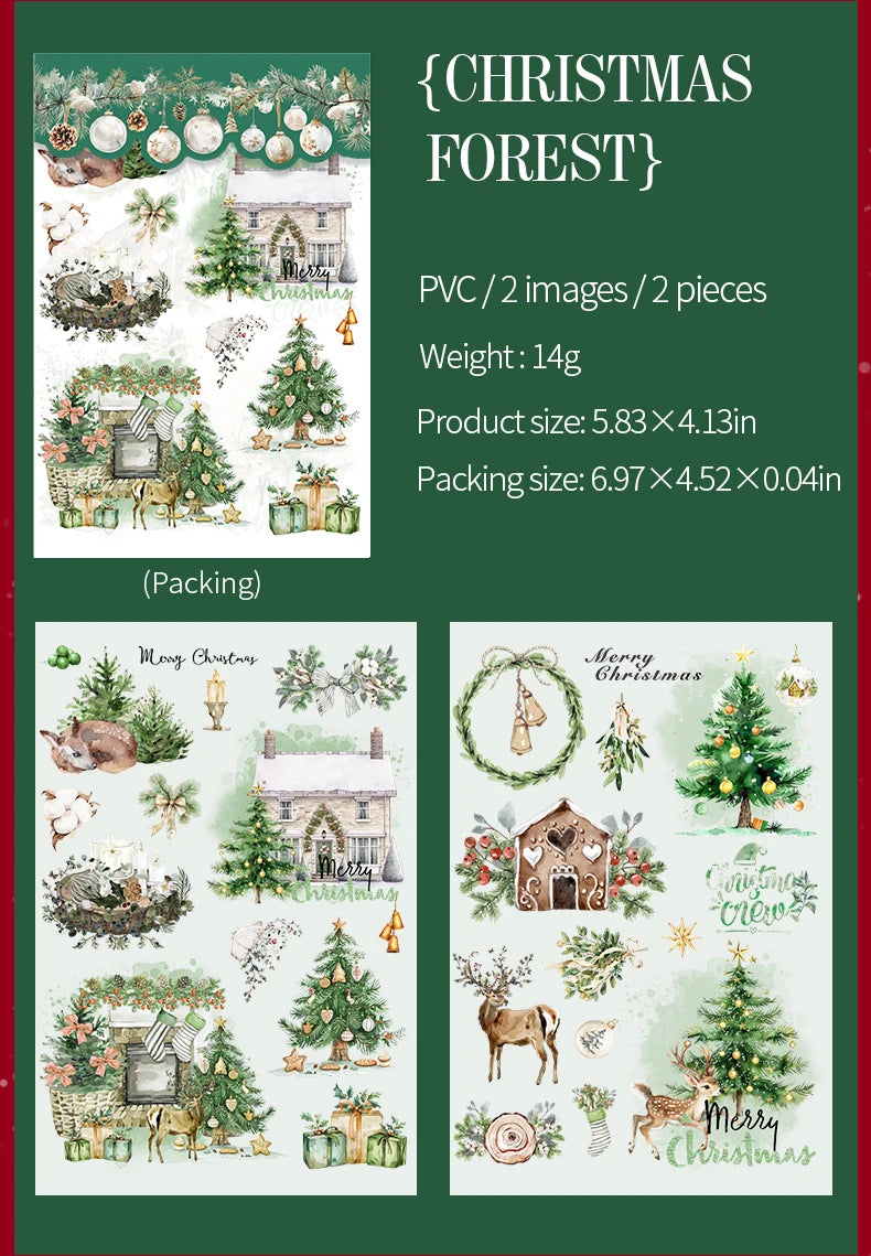 Etiquetas adhesivas decorativas con temática navideña para álbum de recortes, 2 uds.