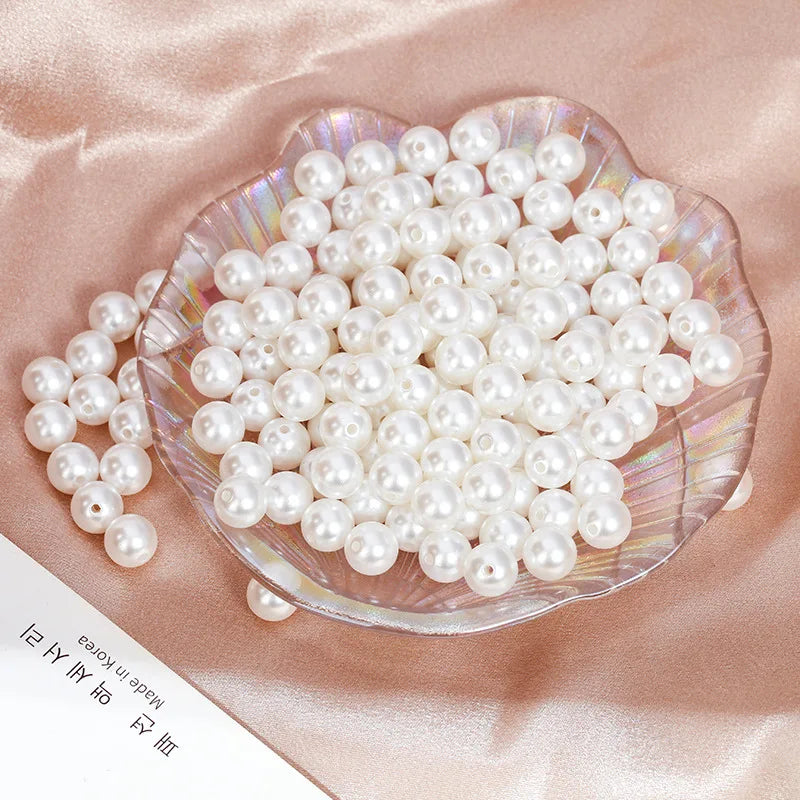 Cuentas espaciadoras redondas de imitación de perlas acrílicas ABS, para hacer joyas, pulsera, collar, accesorios, 3-16mm