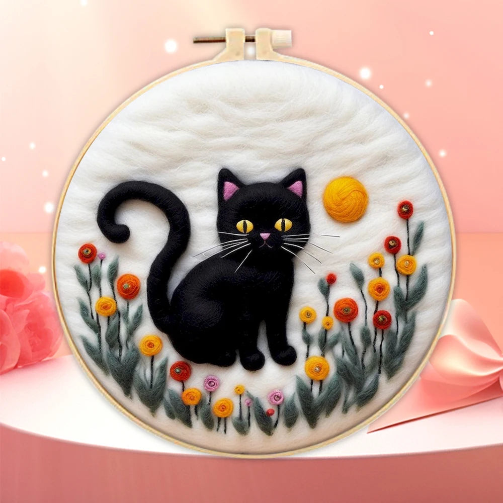Kit de bordado de lana de fieltro, de animales