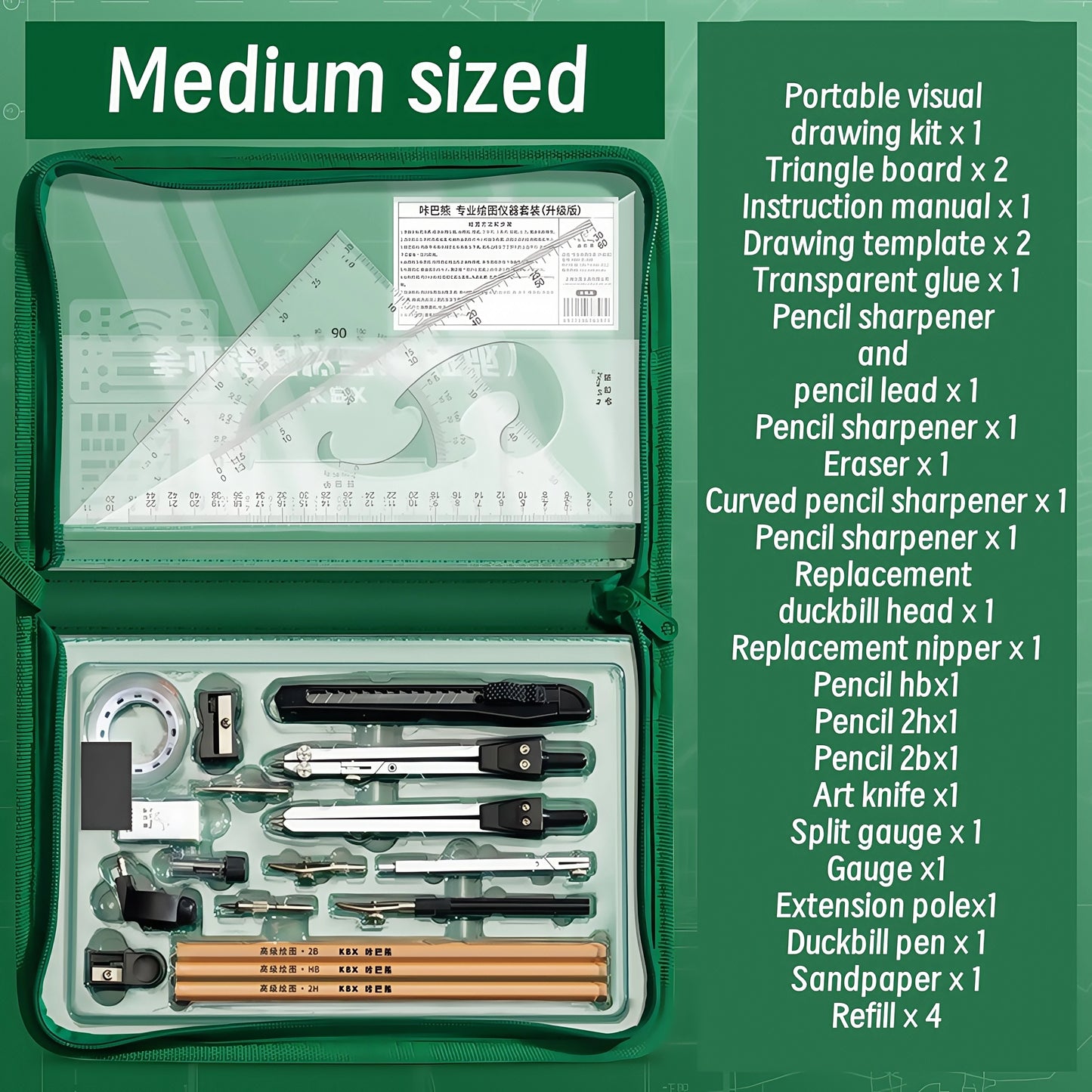 Juego de herramientas de dibujo avanzado, acero inoxidable, herramientas de precisión, CAD, medición multifuncional