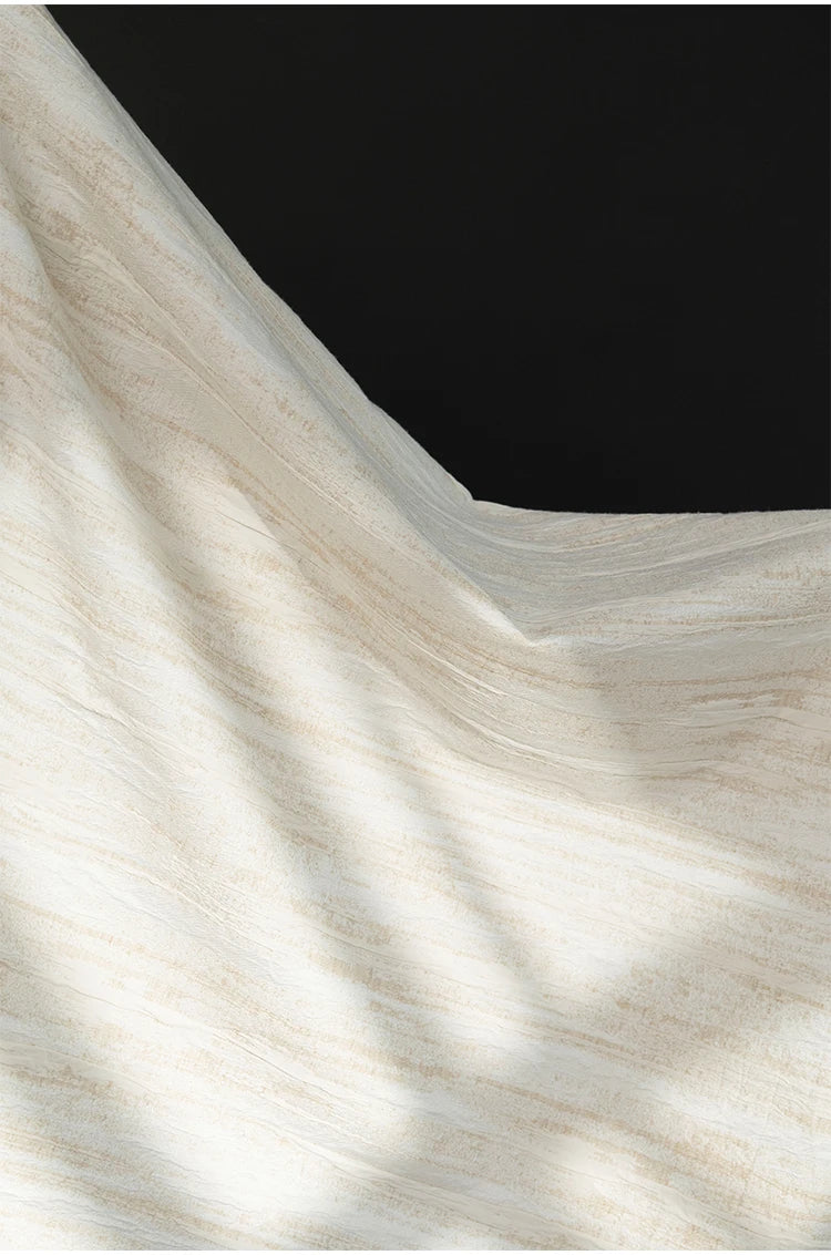 Tela de mezcla de lino y algodón blanco con textura plisada Jacquard antiarrugas