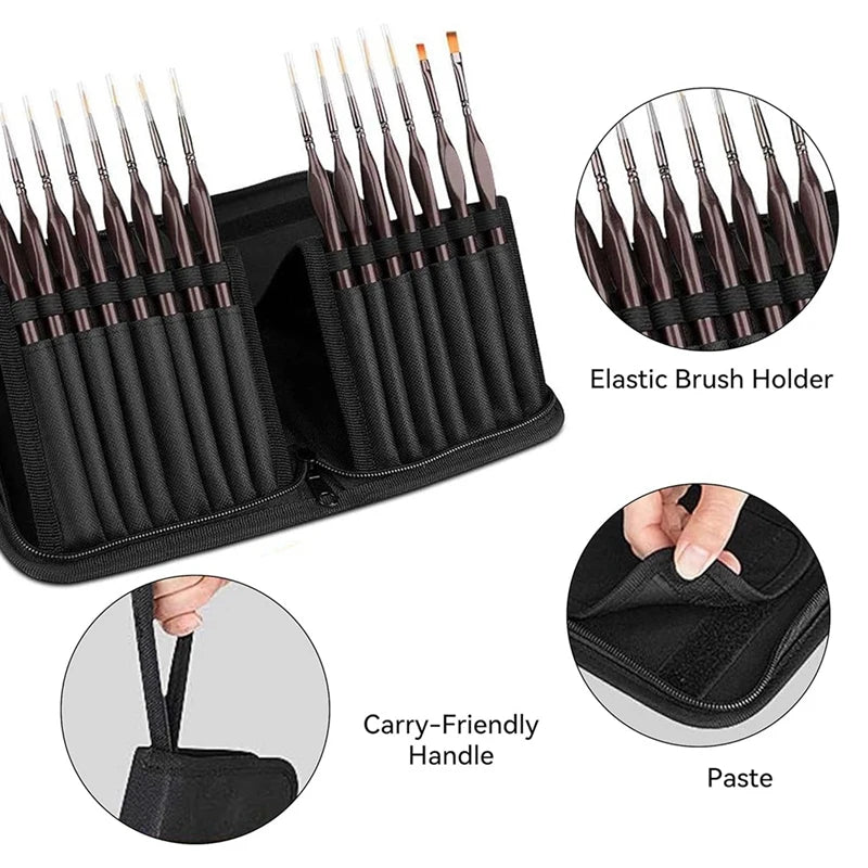 Juego de pinceles de pintura para detalles, 15 pinceles de pintura en miniatura profesionales pequeños