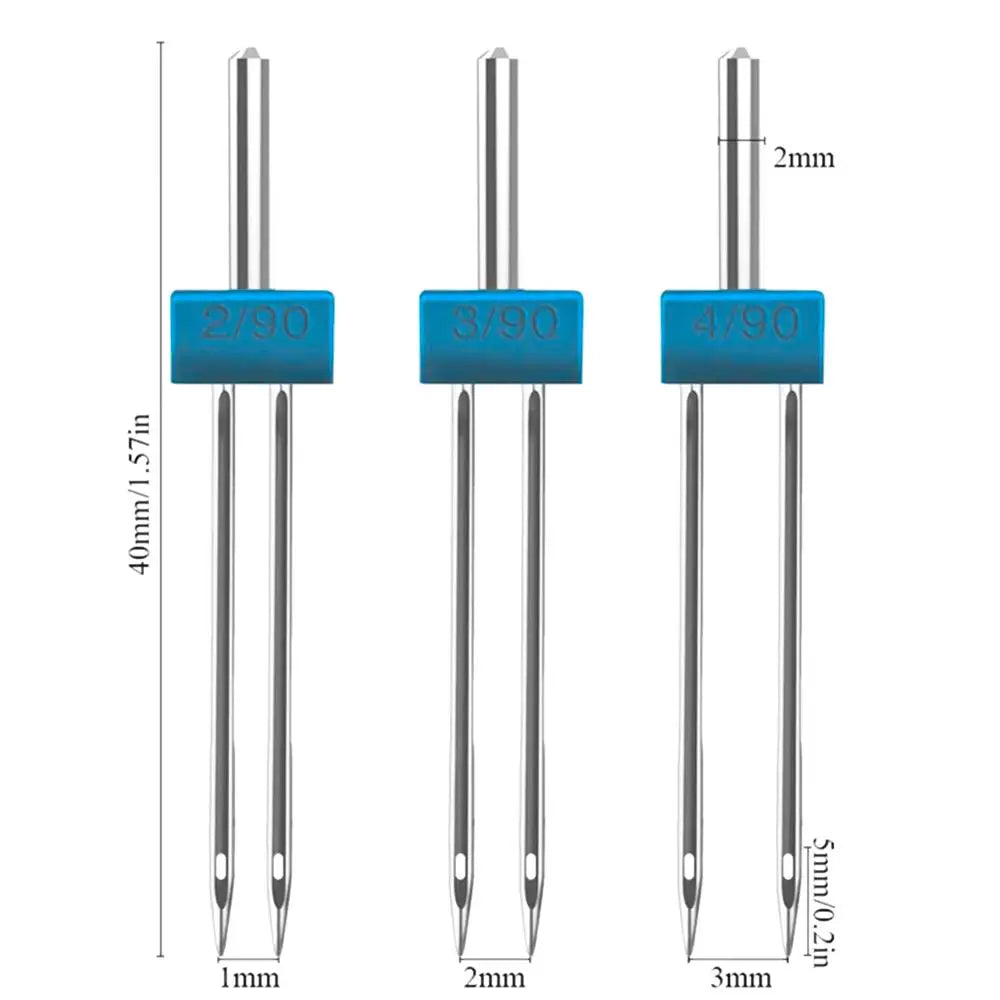 Prensatelas arrugadas para máquina de coser, herramientas multifuncionales con 9 ranuras, doble puntada, 3 tamaños, 2/90, 3/90, 4/90