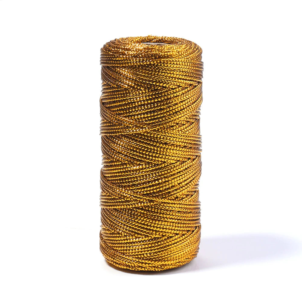 Cuerda de 1,5mm y 100m, cordón dorado y plateado para embalaje de regalo, cordón para macramé