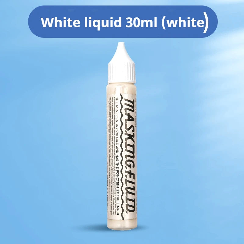Tinta de enmascaramiento para acuarela, botella de Gel blanco líquido, tubo de aguja, pintura líquida blanca de acuarela