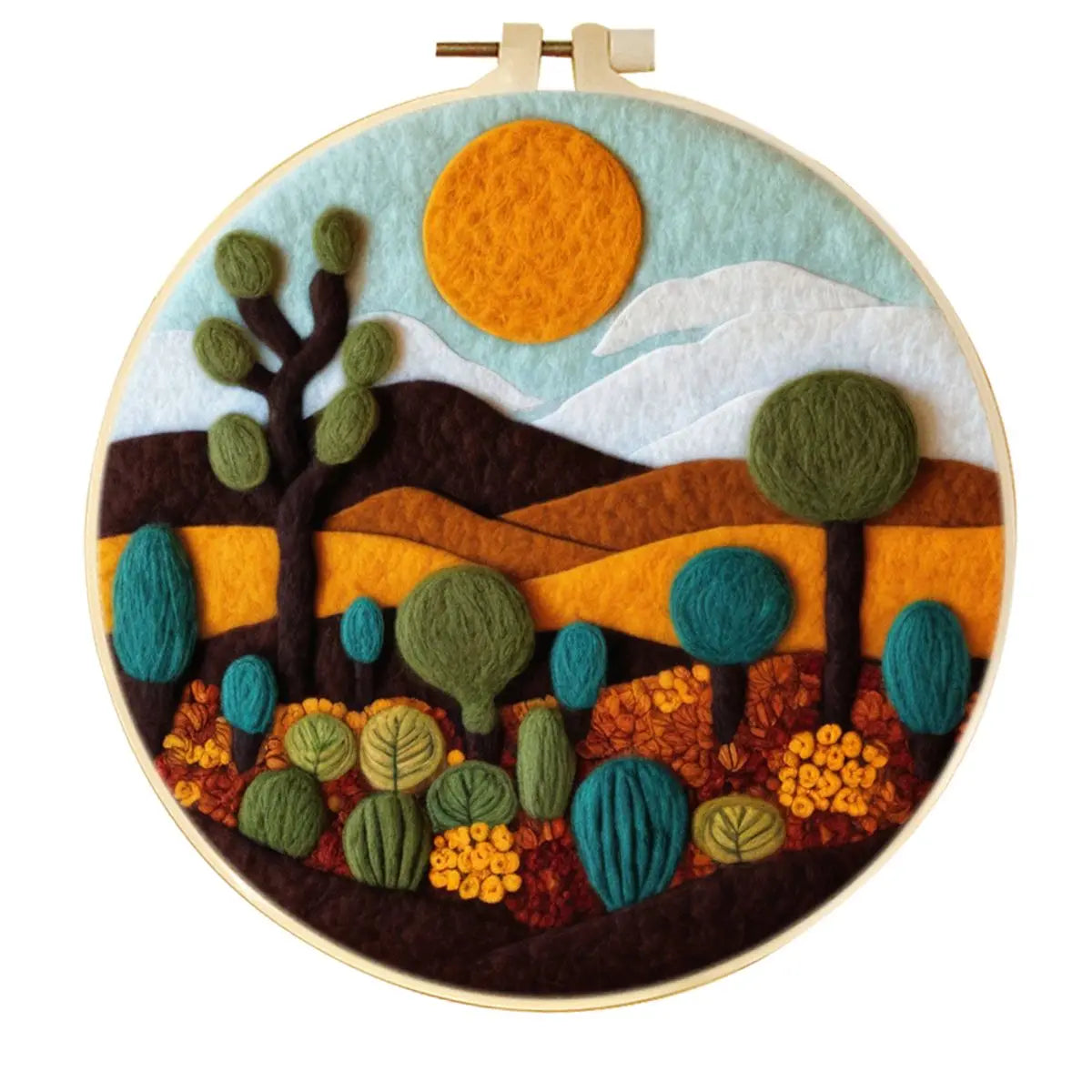 Kit de fieltro con diseño de paisaje, herramientas completas de fieltro con aguja
