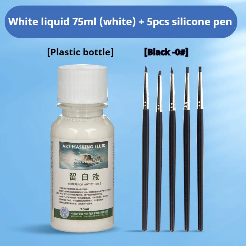 Tinta de enmascaramiento para acuarela, botella de Gel blanco líquido, tubo de aguja, pintura líquida blanca de acuarela
