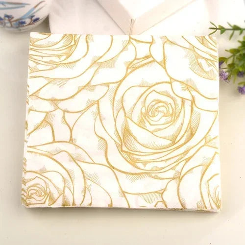 Servilleta Individual con estampado, Serie Dorada, Decoupage 20 Uds./pac