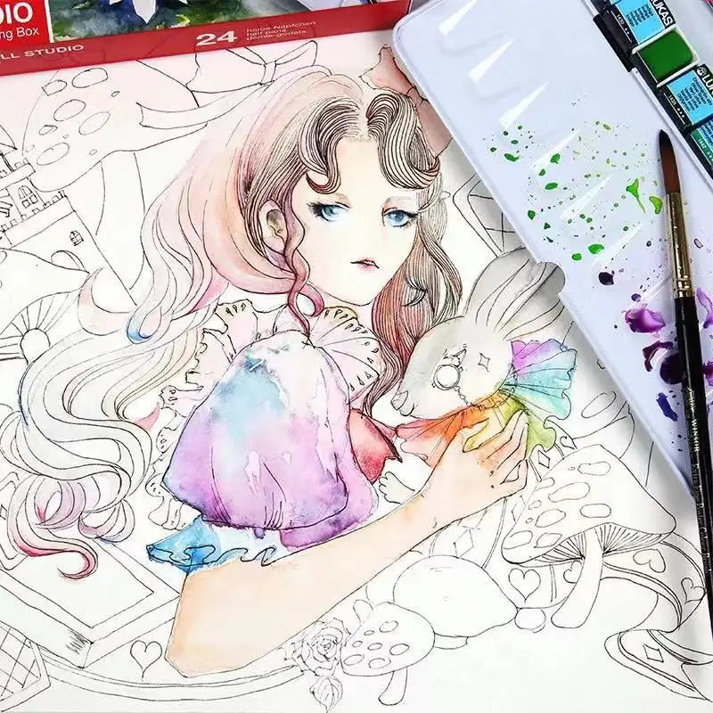 Lukas-pintura de acuarela sólida, pincel de acuarela profesional transparente, caja de Metal, Paleta portátil, 24 colores, Alemania
