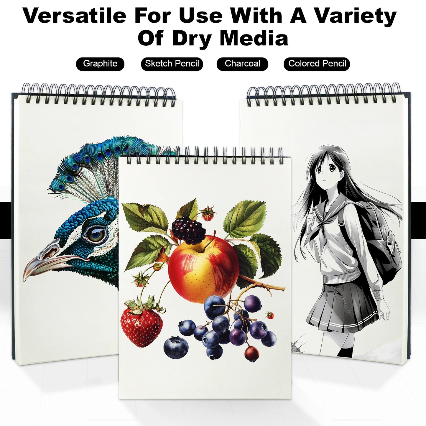 Cuaderno de bocetos de 9 "x 12", bloc de bocetos encuadernado en espiral superior, 100 hojas de papel de dibujo de 68 libras/100 g/m2, 1 paquete