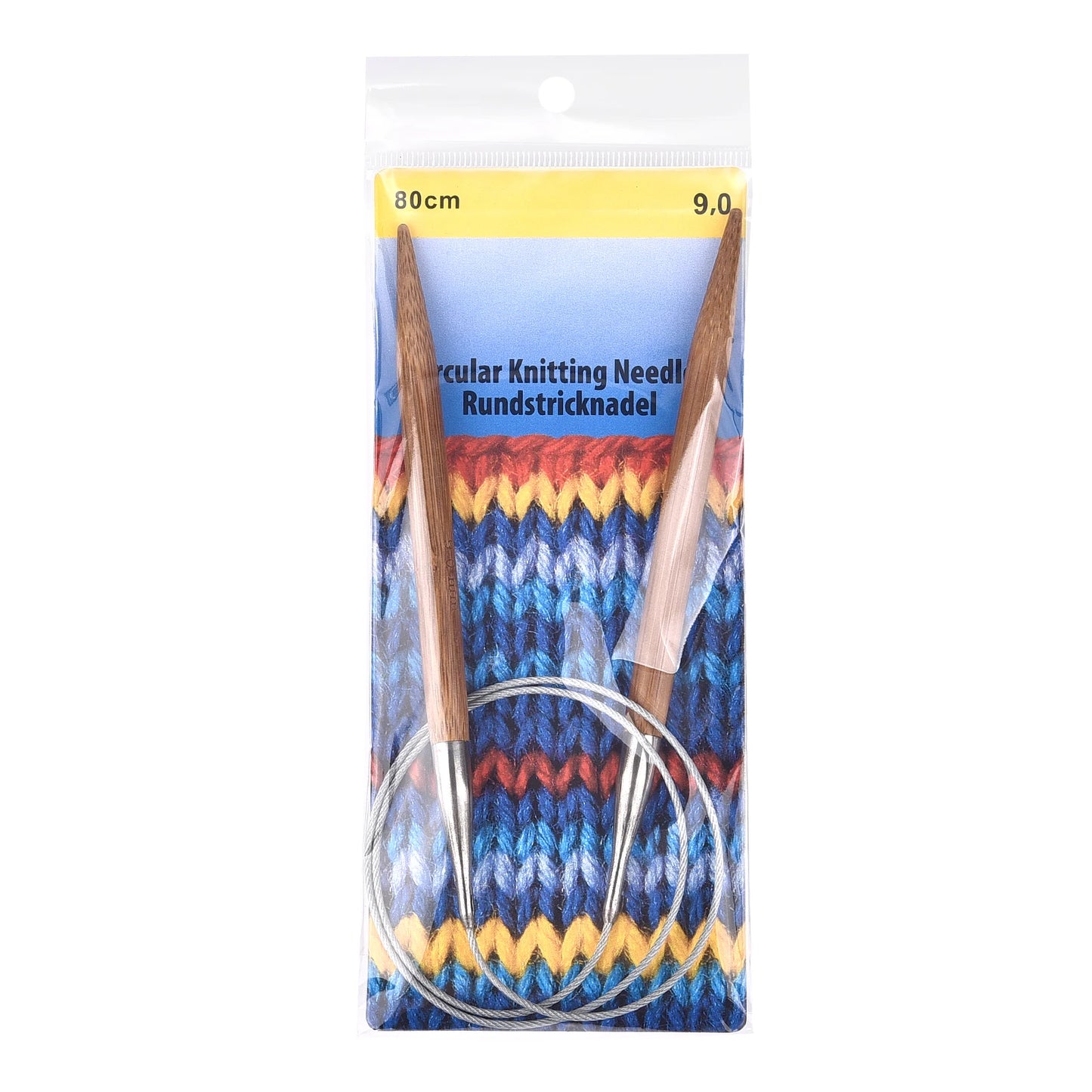 Palillos de tejer de bambú de 3-10mm, agujas circulares con aro de tubo de acero inoxidable para tejer a mano