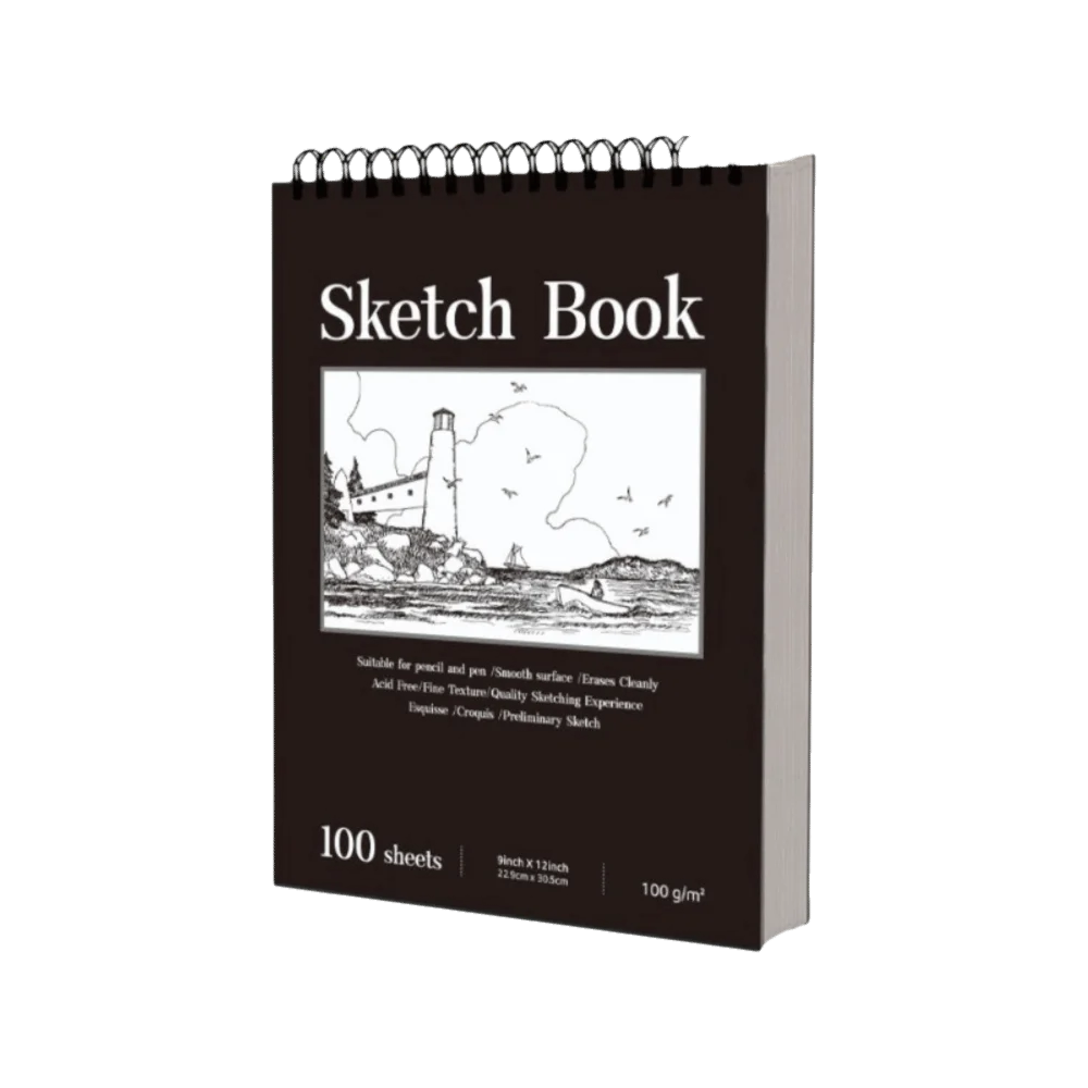 Cuaderno de bocetos en espiral de 100 hojas, portátil, con páginas perforadas, papel sin ácido
