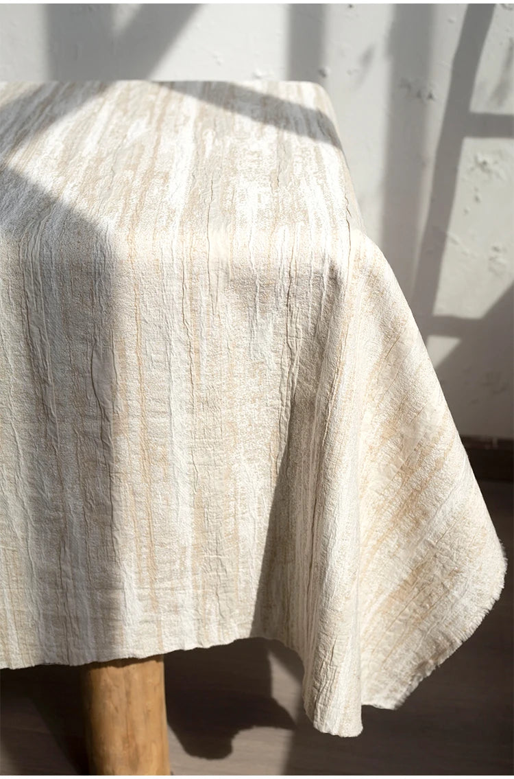 Tela de mezcla de lino y algodón blanco con textura plisada Jacquard antiarrugas