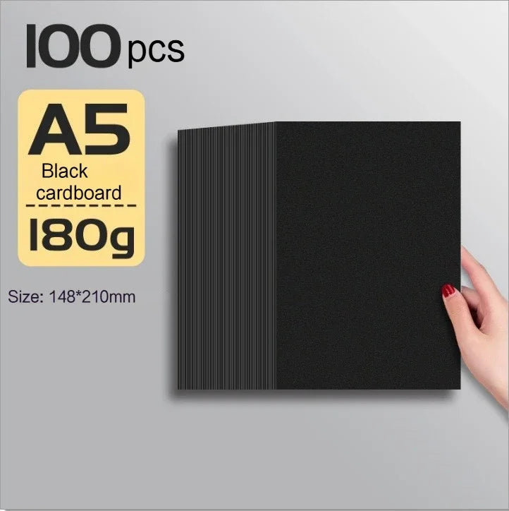 Papel de cartón negro grueso de 180/230/300gsm, papel A4/A5, 20-100 Uds., papel para bocetos de dibujo a mano