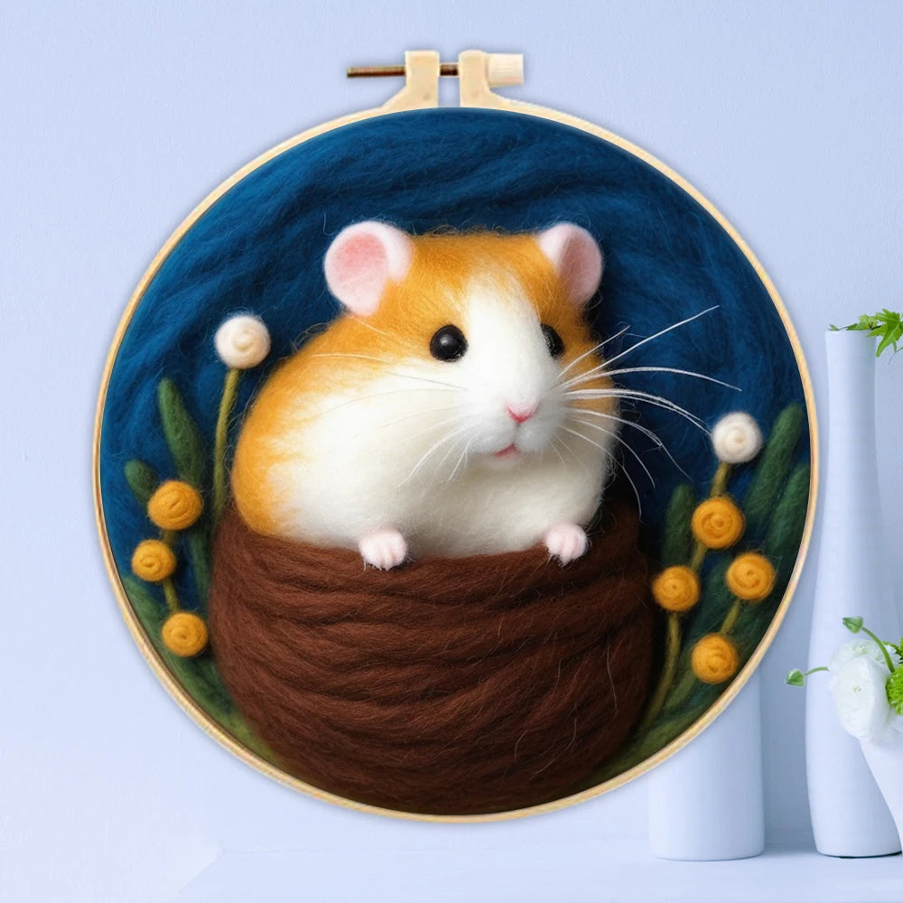 Kit de bordado de lana de fieltro, de animales