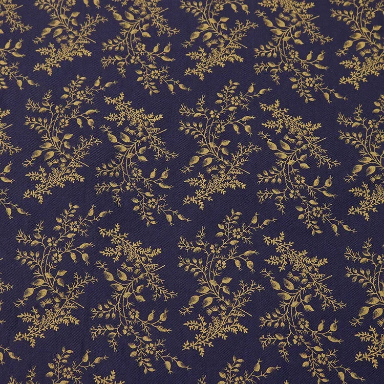 Tela de Algodón con Estampado de Flores y Plantas