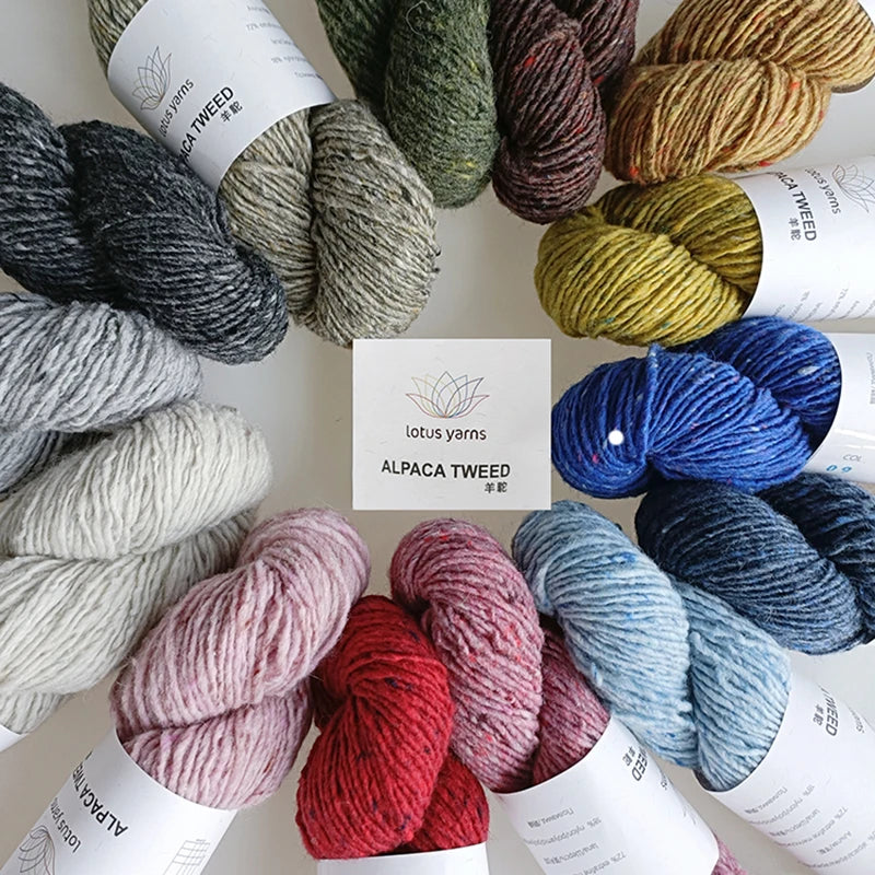 Lana de Lotus Alpaca Tweed, lana merina, nailon mezclado, para tejido a mano, ganchillo, 1*50g