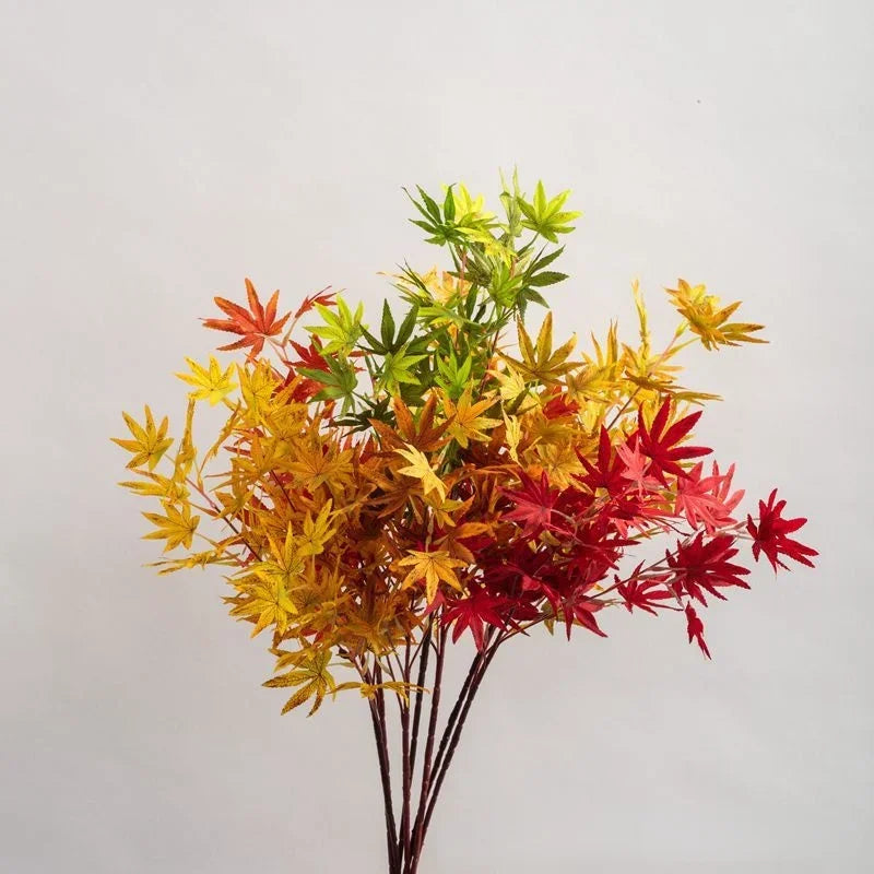 Planta de simulación de hoja de arce, 4 ramas, decoración