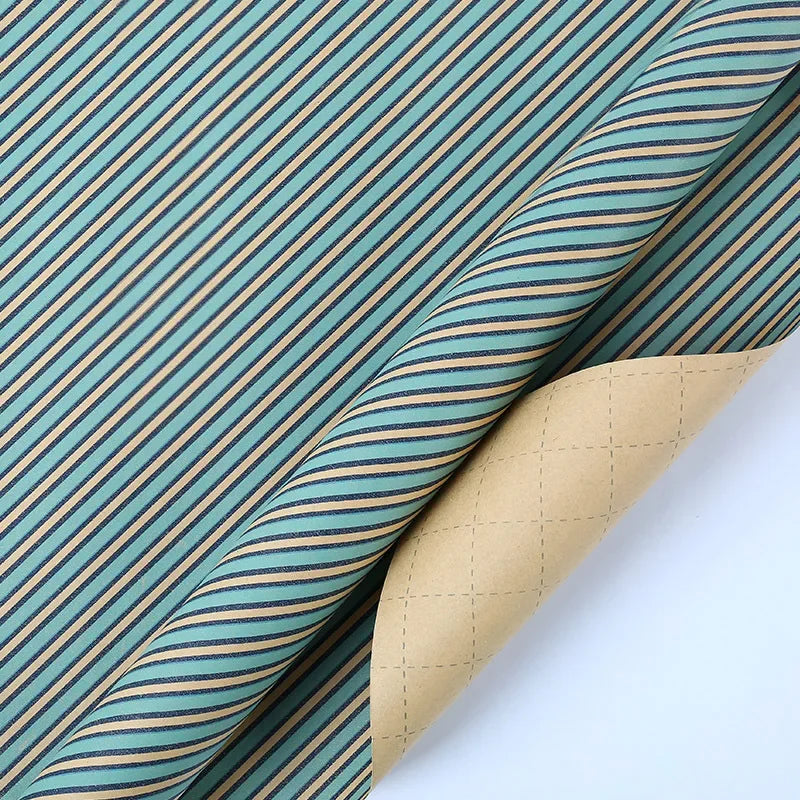 Papel de regalo Kraft clásico con entramado plegable de 50x70cm, embalaje de regalo azul, papel artesanal