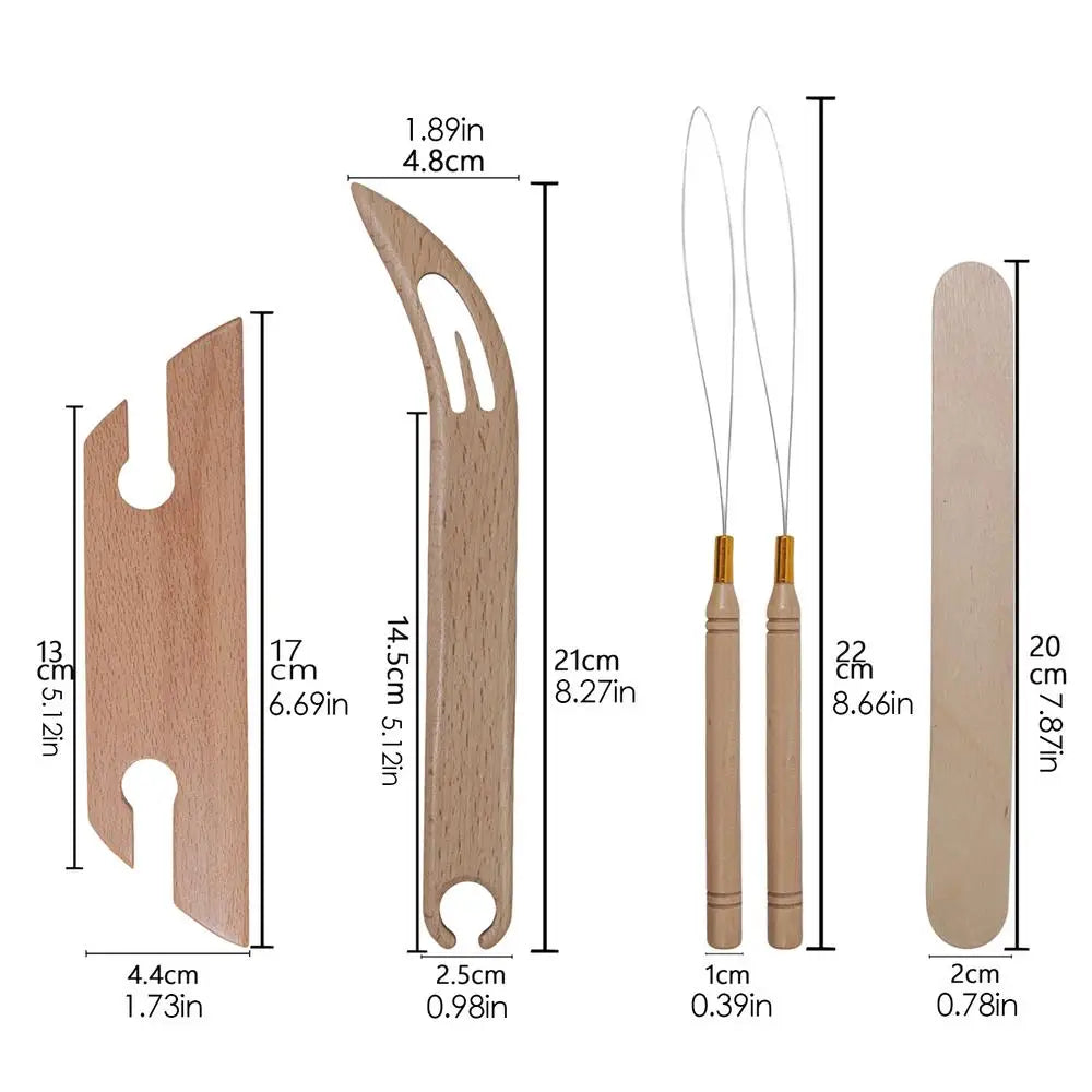 Naveta de tejido biselado de madera, Kit de herramientas de tejido
