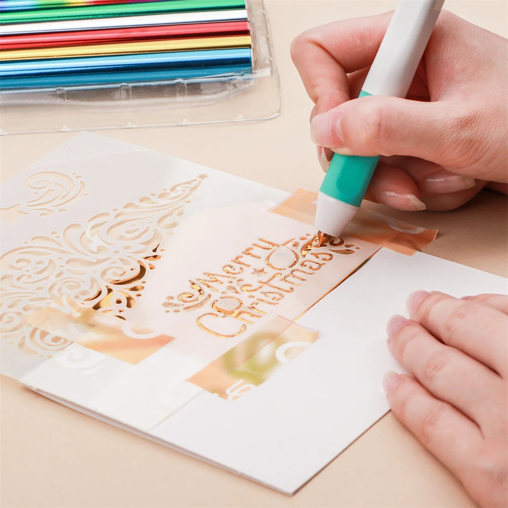 Bolígrafo de calor activo, juego de rollos de papel de aluminio 6 uds., punta de 0,8/1,5mm, mango delgado, agarre resistente al calor, 1 ud.