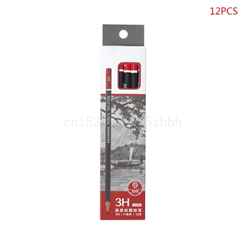 12 unids/caja lápiz de grafito para boceto, dibujo, escritura, 2H HB 2B 3B 3H 4B 5B